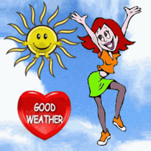 Animated Sunny Day Happy Girl Good Weather GIF
