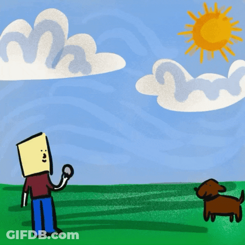 Animated Sunny Day Park Dog Play Catch GIF