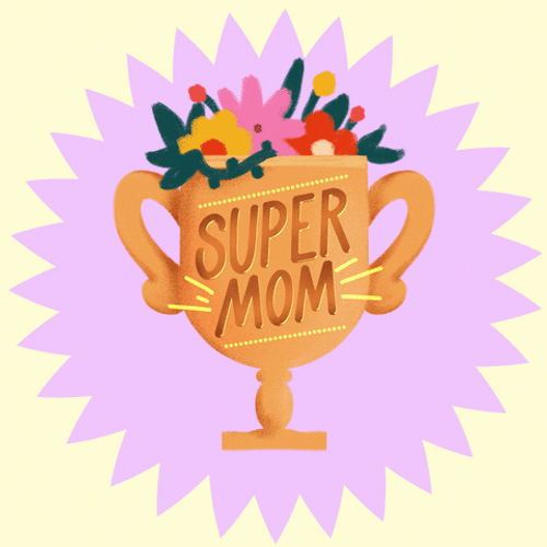 Animated Super Mom Trophy Love You Mom Sticker GIF