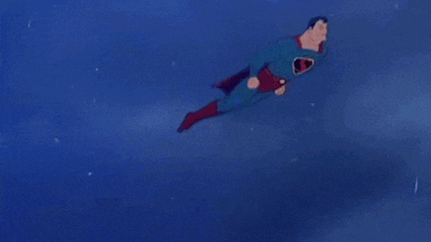 Animated Superman Flying At Night GIF