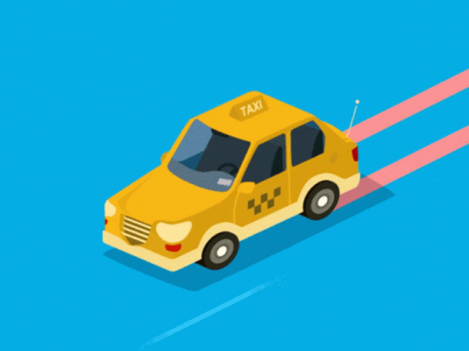 Animated Taxi Dashing Ahead GIF