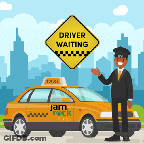 Animated Taxi Driver Waiting GIF