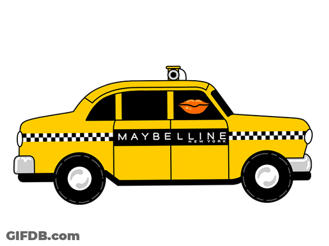 Animated Taxi With Rolling Wheels GIF
