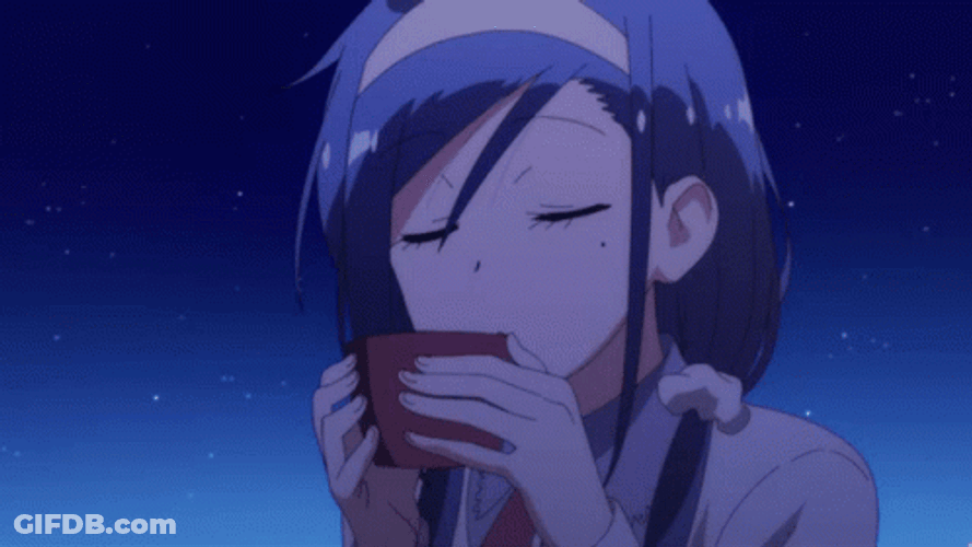 Animated Tea Blushing Spit Take GIF