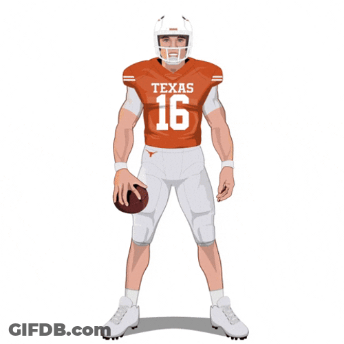 Animated Texas Player Doing Hook Em Sign GIF