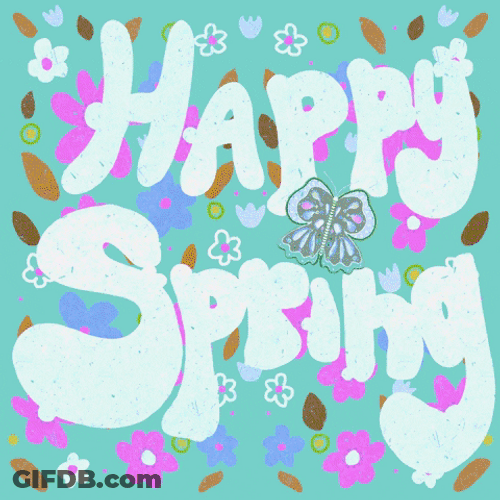 Animated Text Floral Happy Spring GIF