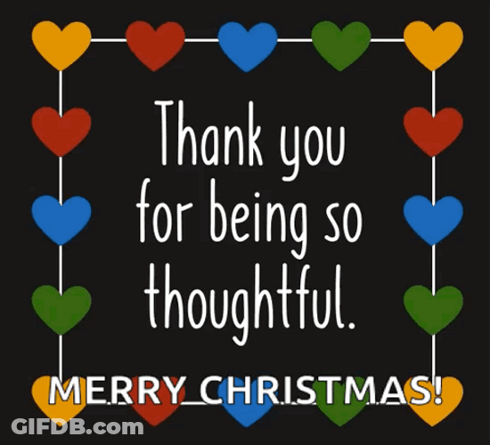Animated Thoughful Thank You And Merry Christmas GIF