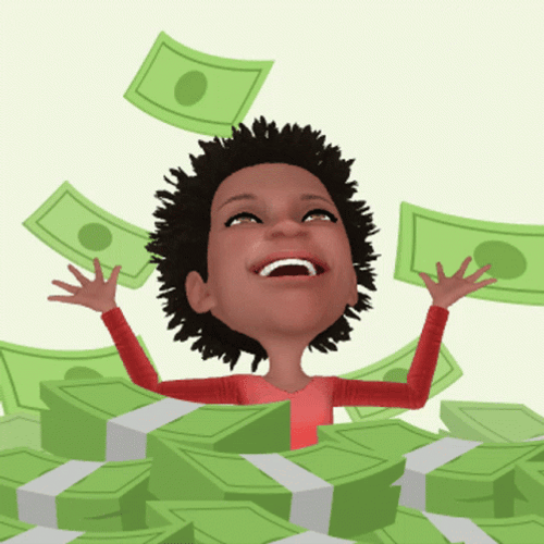 Animated Throwing Money Happy Girl GIF
