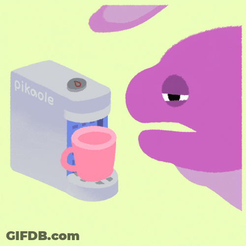 Animated Tired Eel Making Coffee GIF