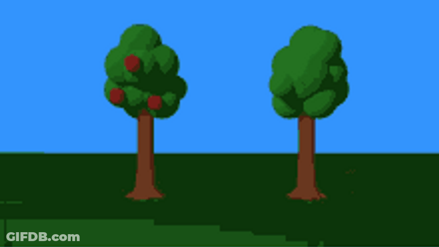 Animated Tree Swaying Transfer Fruits GIF