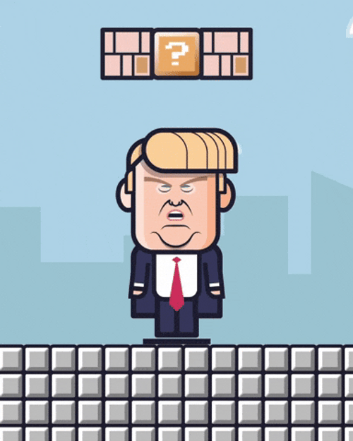 Animated Trump 2024 Jumping Arcade Game GIF