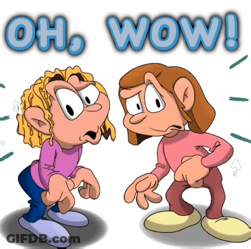 Animated Two Girls Wowza Doubtful Face GIF