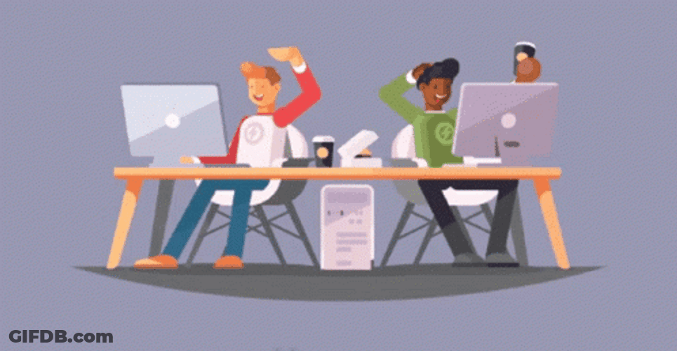 Animated Two Guys Collaboration High Five GIF