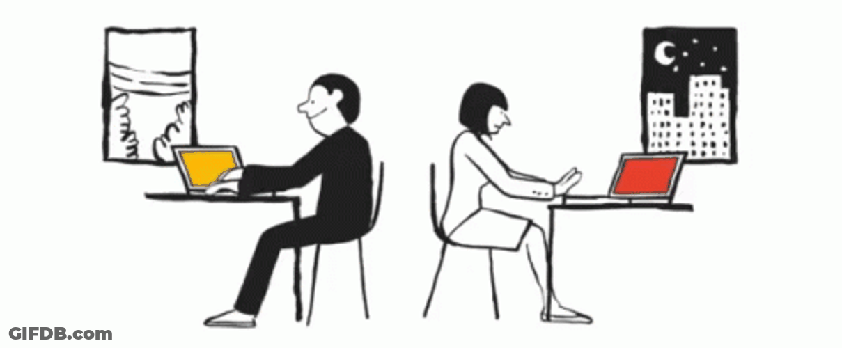Animated Two People Doing Research GIF