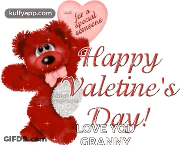 Animated Valentines Day Red Teddy Bear GIF