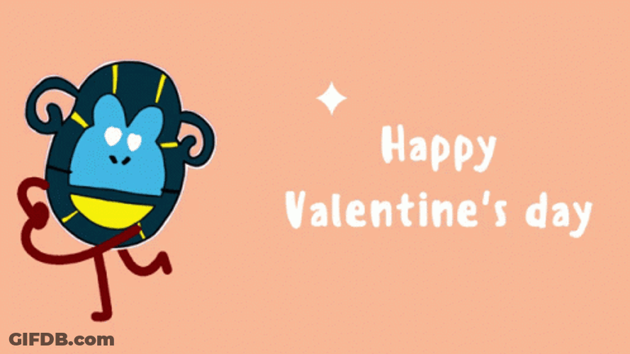 Animated Valentines Stick Monkey Dance GIF
