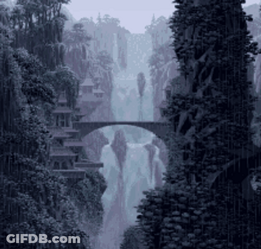 Animated Video Game Waterfall GIF