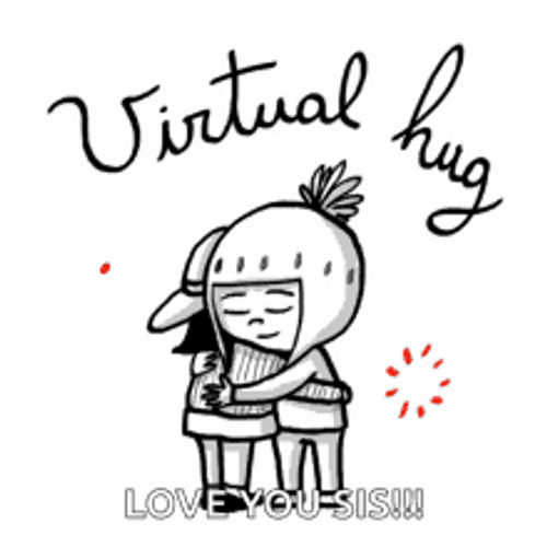 Animated Virtual Hug Love You Sister Popping Hearts GIF