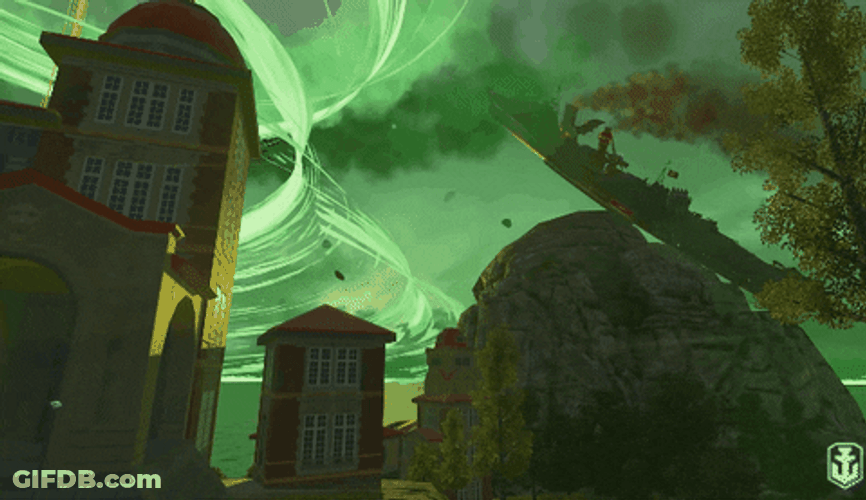 Animated Warship Flying GIF