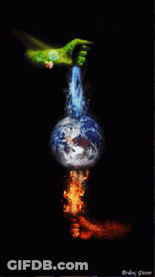 Animated Water And Fire Hands GIF