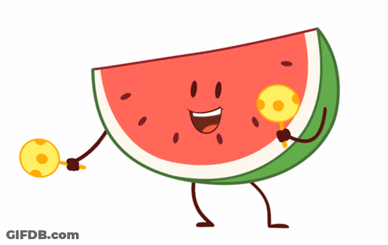 Animated Watermelon Slice Doing Salsa With Maracas GIF