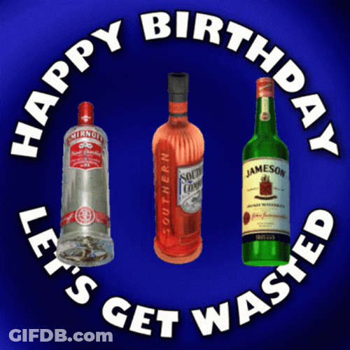 Animated Whiskey Bottles Happy Birthday Drinks GIF