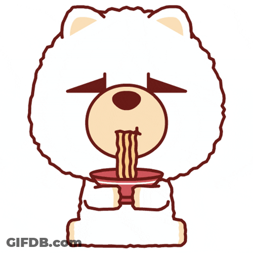 Animated White Bear Slurping Noodles GIF