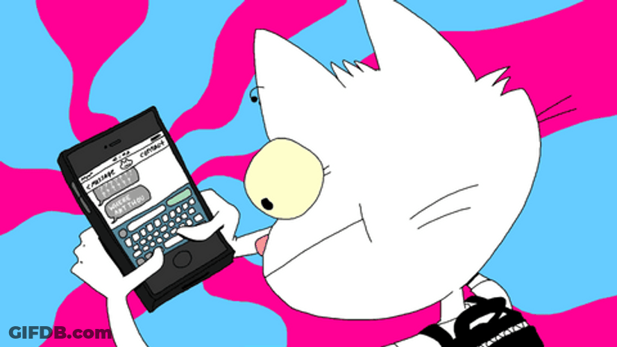 Animated White Cat Waiting A Text Message Reply GIF