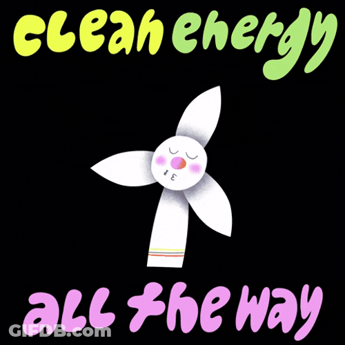 Animated Wind Turbine Generator Spinning GIF