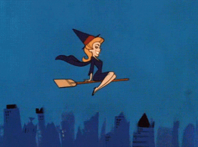 Animated Witch Flying GIF