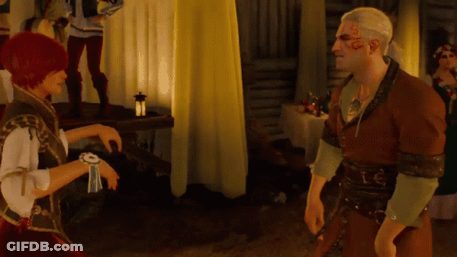 Animated Witcher Dancing Geralt And Cirri GIF