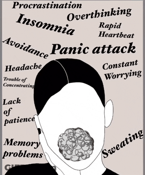 Animated Woman Faceless Can't Talk From Overthinking GIF