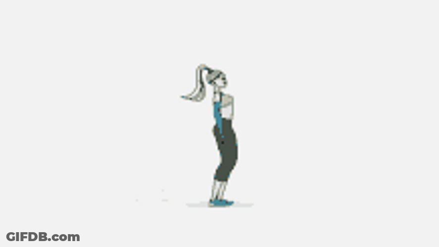 Animated Woman Full Body Burpee Workout Exercise GIF