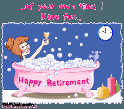 Animated Woman In Bath Tub Happy Retirement GIF