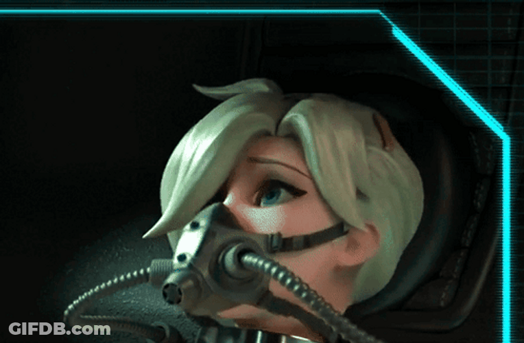 Animated Woman In Metal Gas Mask GIF