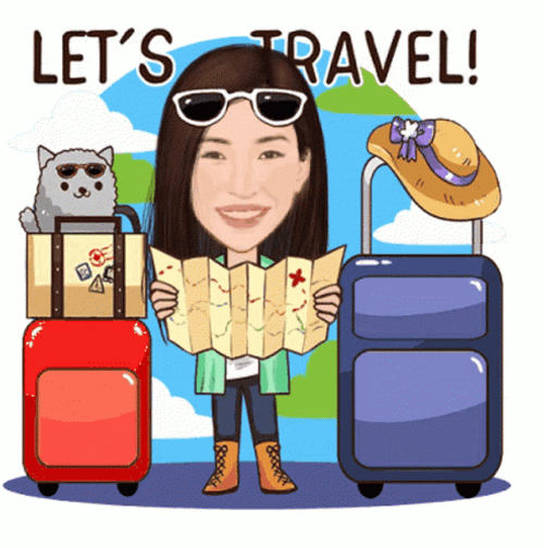 Animated Woman Let's Travel GIF