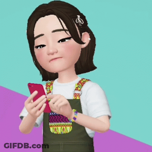 Animated Woman Shocked After Reading Text Message GIF