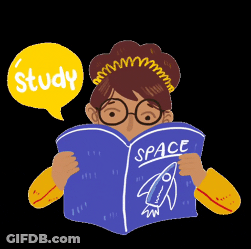 Animated Woman Study Hard Space Book GIF