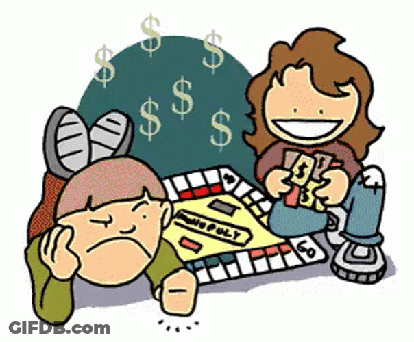 Animated Woman Throwing Monopoly Money GIF