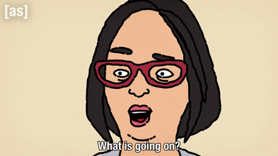 Animated Woman Wearing Glasses Whats Going On GIF