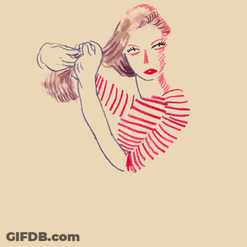 Animated Woman With Crazy Hair Bun GIF