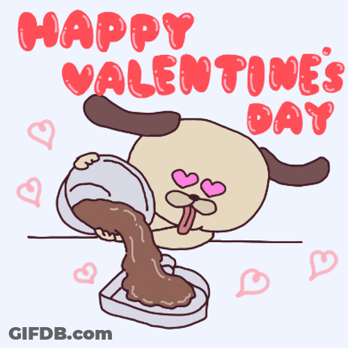 Animation Dog Baking Cake Happy Valentine's Day GIF