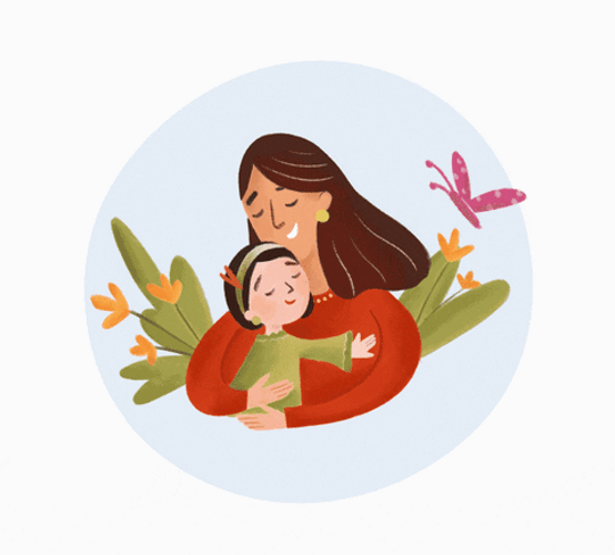 Animation Happy Mother Day Daughter Hug Mom GIF