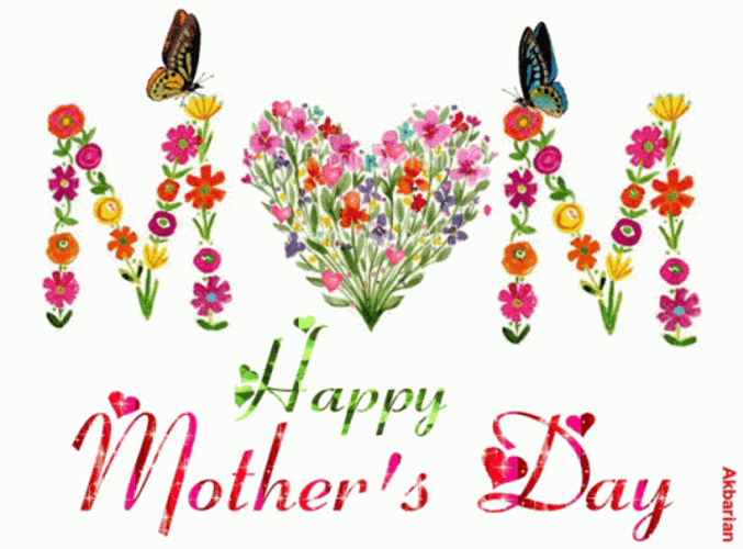 Animation Happy Mother Day Flowers Forming Mom GIF