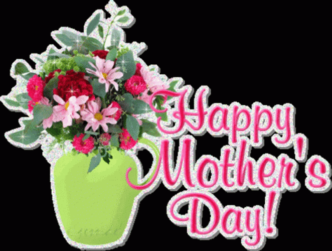 Animation Happy Mother Day With Flower Vase GIF