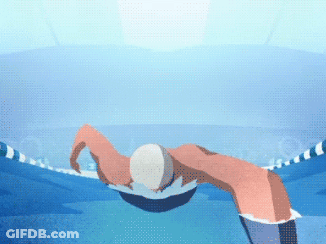 Animation Man Swimming In The Pool GIF