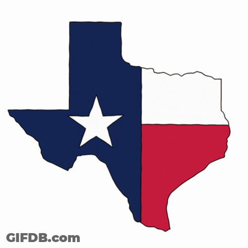 Animation Showing Texas And Hand Doing Hook Em Sign GIF