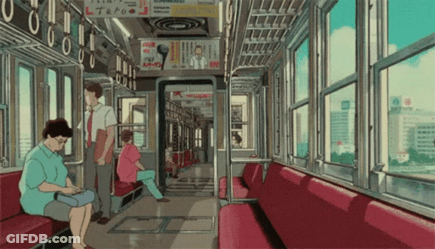 Anime Aesthetic View Inside The Subway GIF