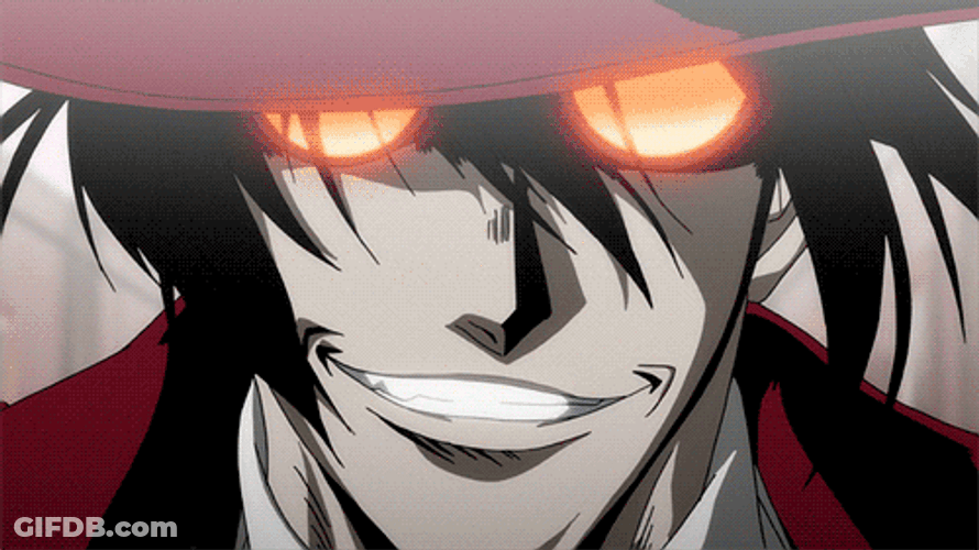 Anime Alucard Terrifying Smirk From Hellsing Series GIF