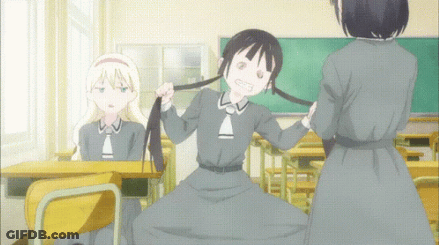 Anime Asobi Asobase Screaming Pull Hair GIF
